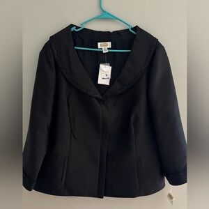 Talbots Black Women's Blazer with Embellished Collar size 20 wool